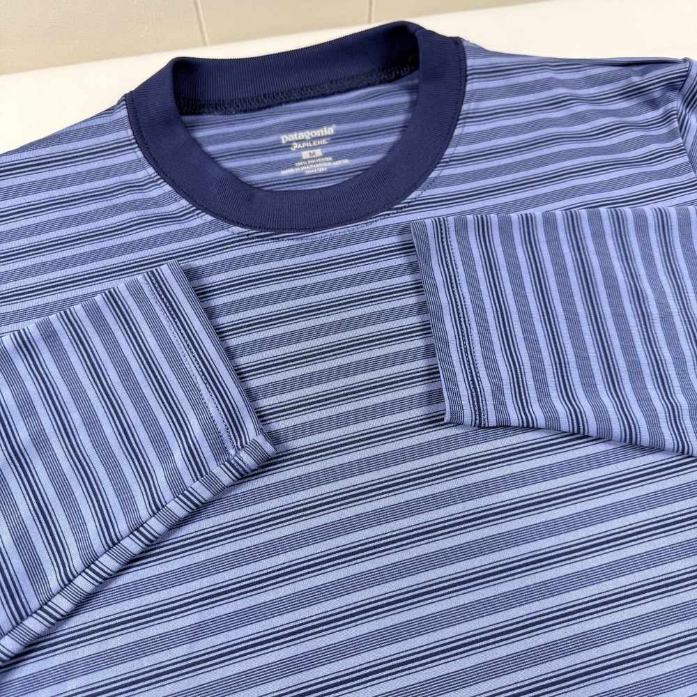 Vintage Patagonia Capilene Striped Long Sleeve Shirt Mens M Blue USA Made 1994 - Picture 9 of 13